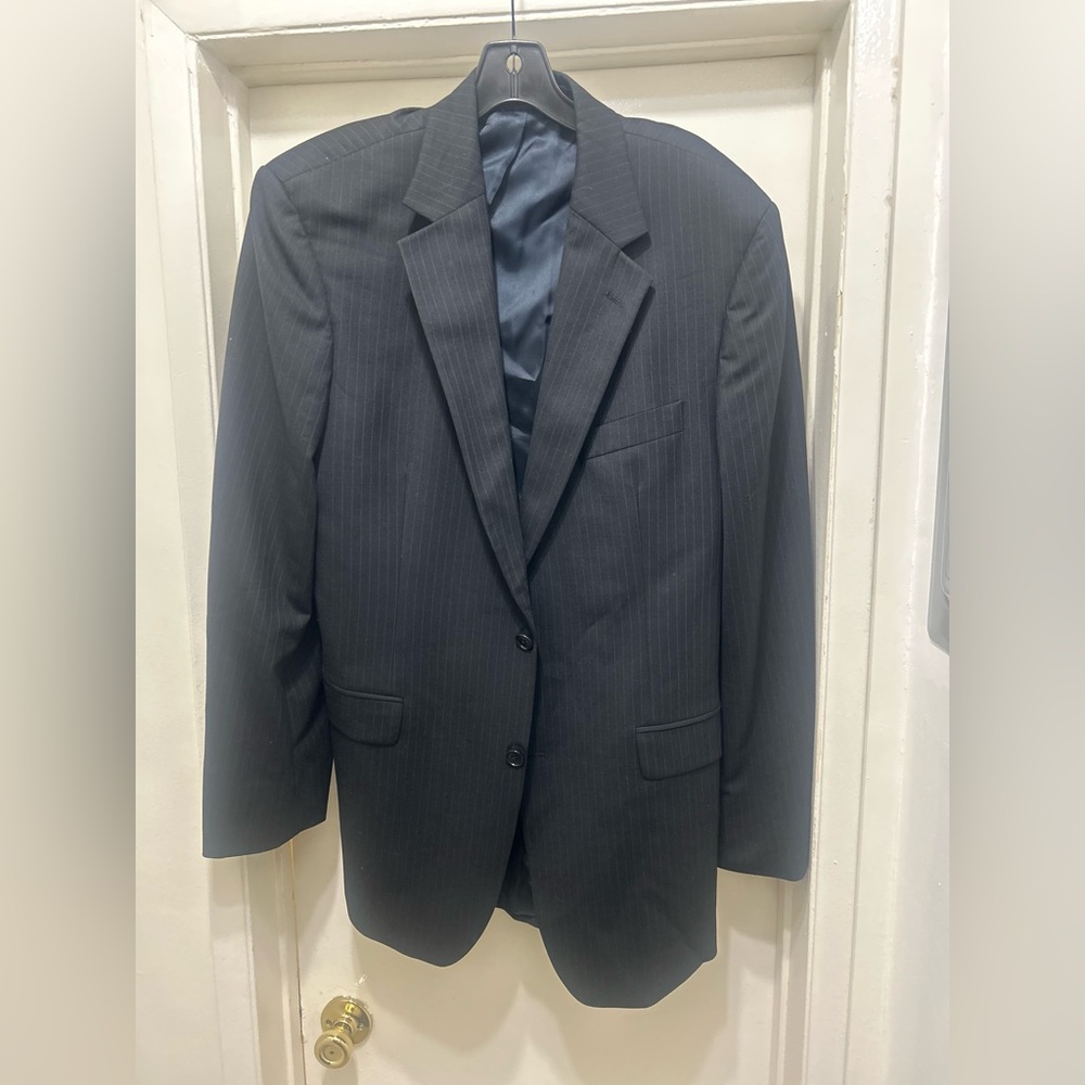Brooks Brothers 346 Stretch Wool Navy Pinstripe Blazer Sport Jacket Size 42L